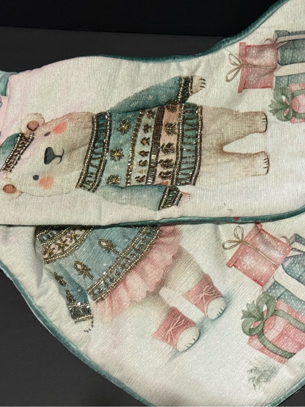 2 Sets Of Winter wonderland Bear Stockings Blue NWT